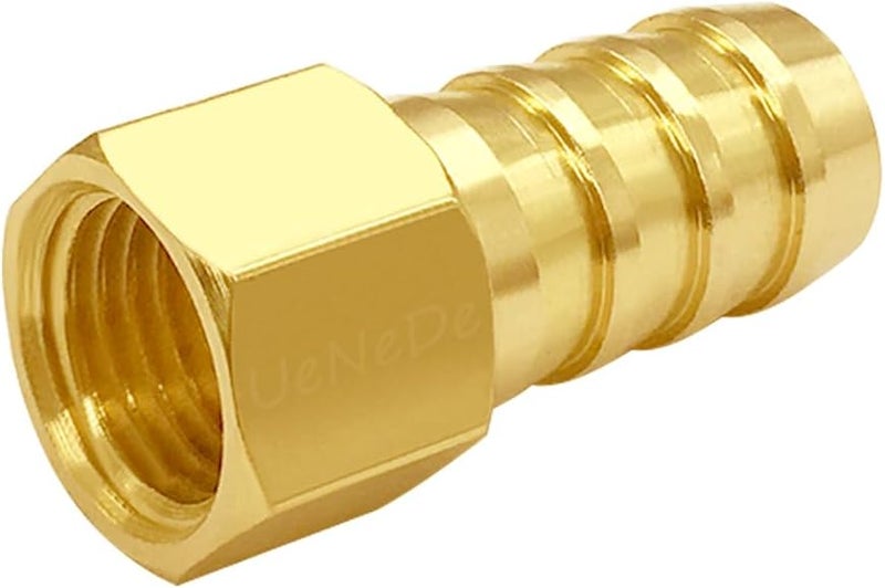 Uenede 6PCS Brass Hose Barb Fittings 1/4" NPT Female to 1/2" Barb Adapter Connector Include 6 Stainless Steel Clamps for Water/Oil/Gas - Image 5